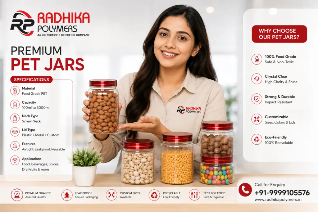 Food Grade Airtight PET Jars & Canisters For Cookies, Spices, Ghees, Salts and Dry Fruits in Ghaziabad (India).